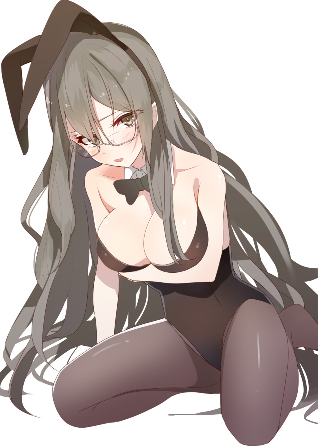 animal_ears breast_hold bunny_ears bunny_girl cleavage futaba_rio megane pantyhose seishun_buta_yarou_series shirousa