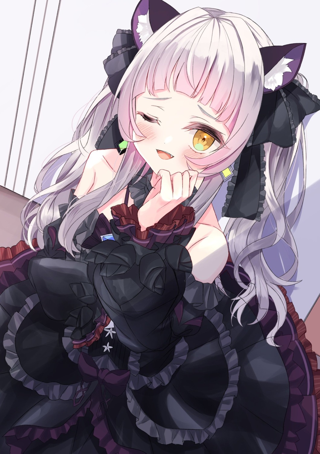 animal_ears gothic_lolita hololive lolita_fashion murasaki_shion nekomimi rea3921