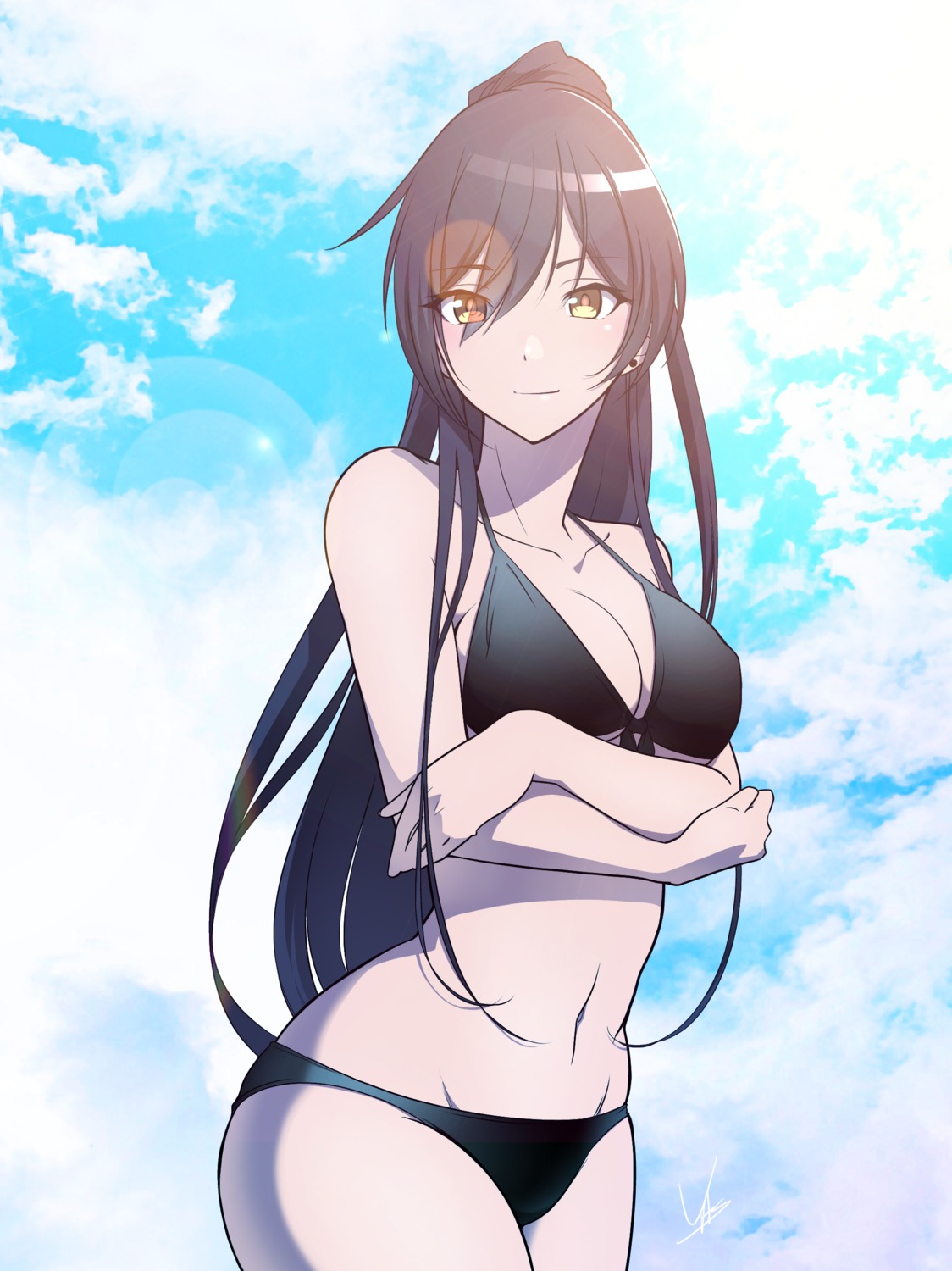 bikini breast_hold cleavage shirase_sakuya swimsuits the_idolm@ster the_idolm@ster_shiny_colors yosiyasuyasu