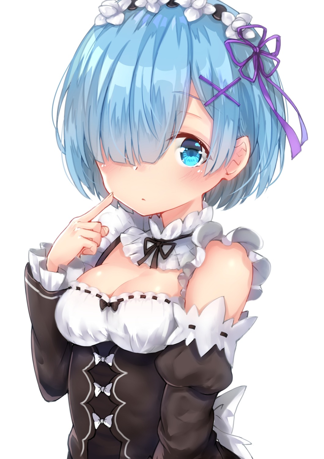 cleavage maid re_zero_kara_hajimeru_isekai_seikatsu rem_(re_zero) wowoguni