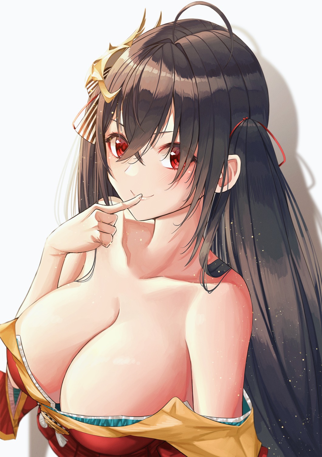 azur_lane japanese_clothes no_bra open_shirt sora_(men0105) taihou_(azur_lane)