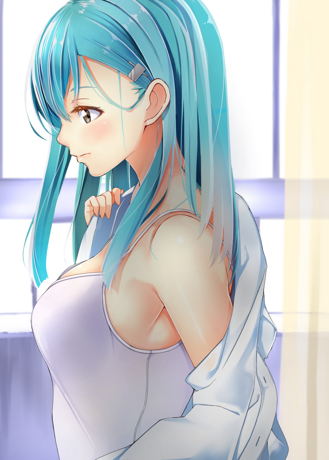 byte_(allbyte) kantai_collection open_shirt suzuya_(kancolle) undressing