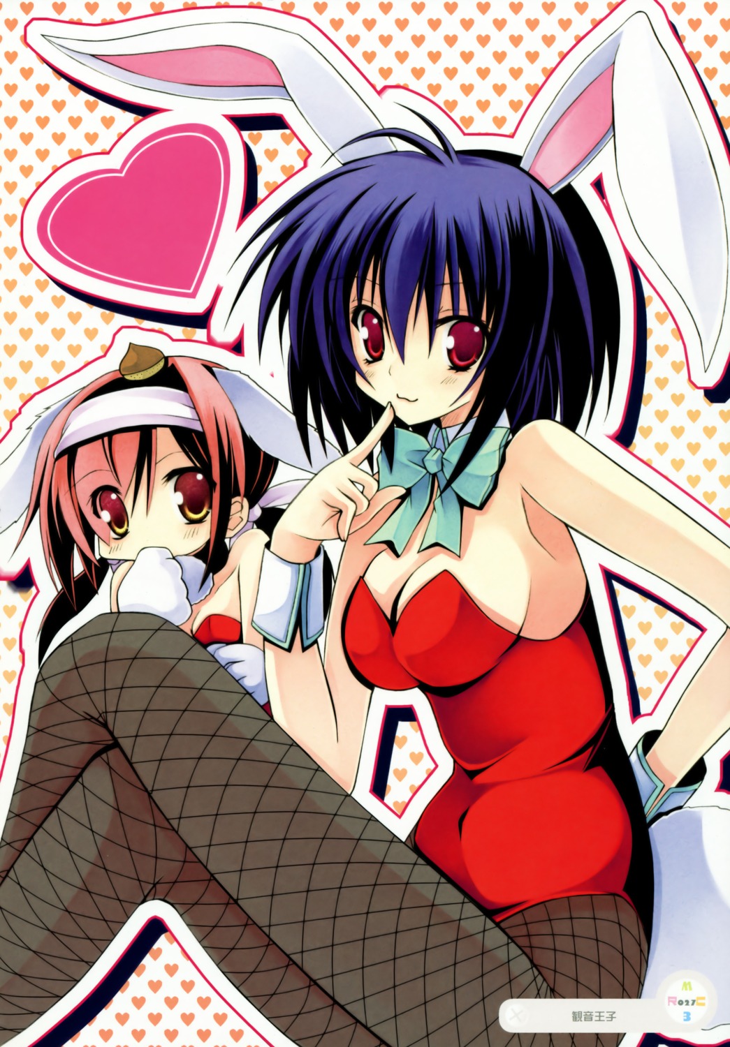 animal_ears black_lemon-chan bunny_ears bunny_girl cleavage kannon_ouji marron-chan melonbooks pantyhose