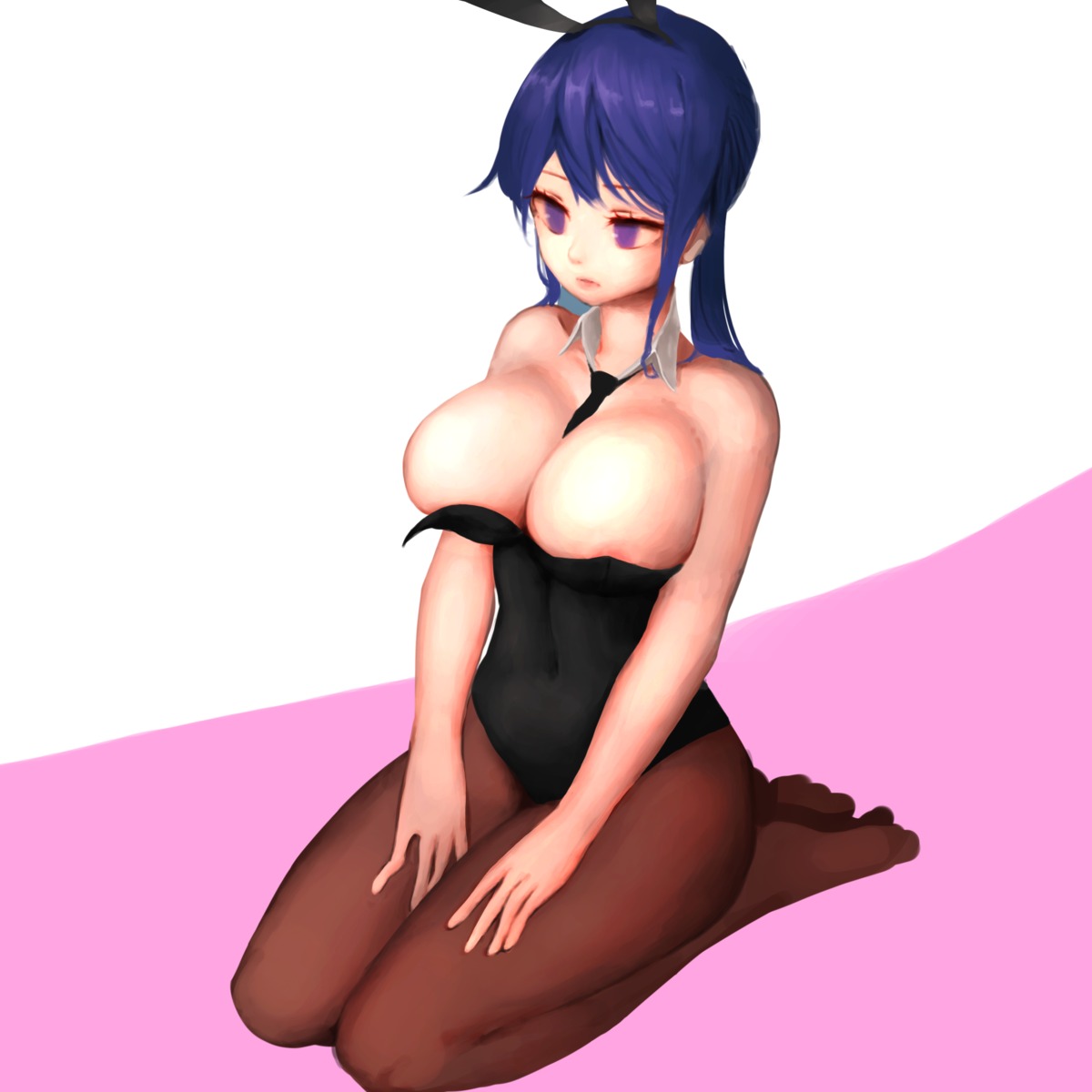 animal_ears areola bbolalus breasts bunny_ears bunny_girl no_bra pantyhose