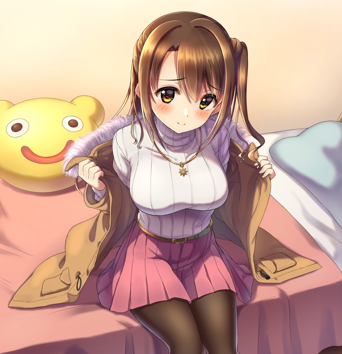 pantyhose rariemonn shimamura_uzuki sweater the_idolm@ster the_idolm@ster_cinderella_girls undressing