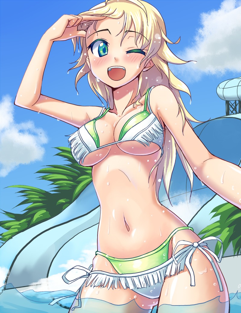 bikini cleavage hoshii_miki maru_(sara_duke) swimsuits the_idolm@ster underboob wet