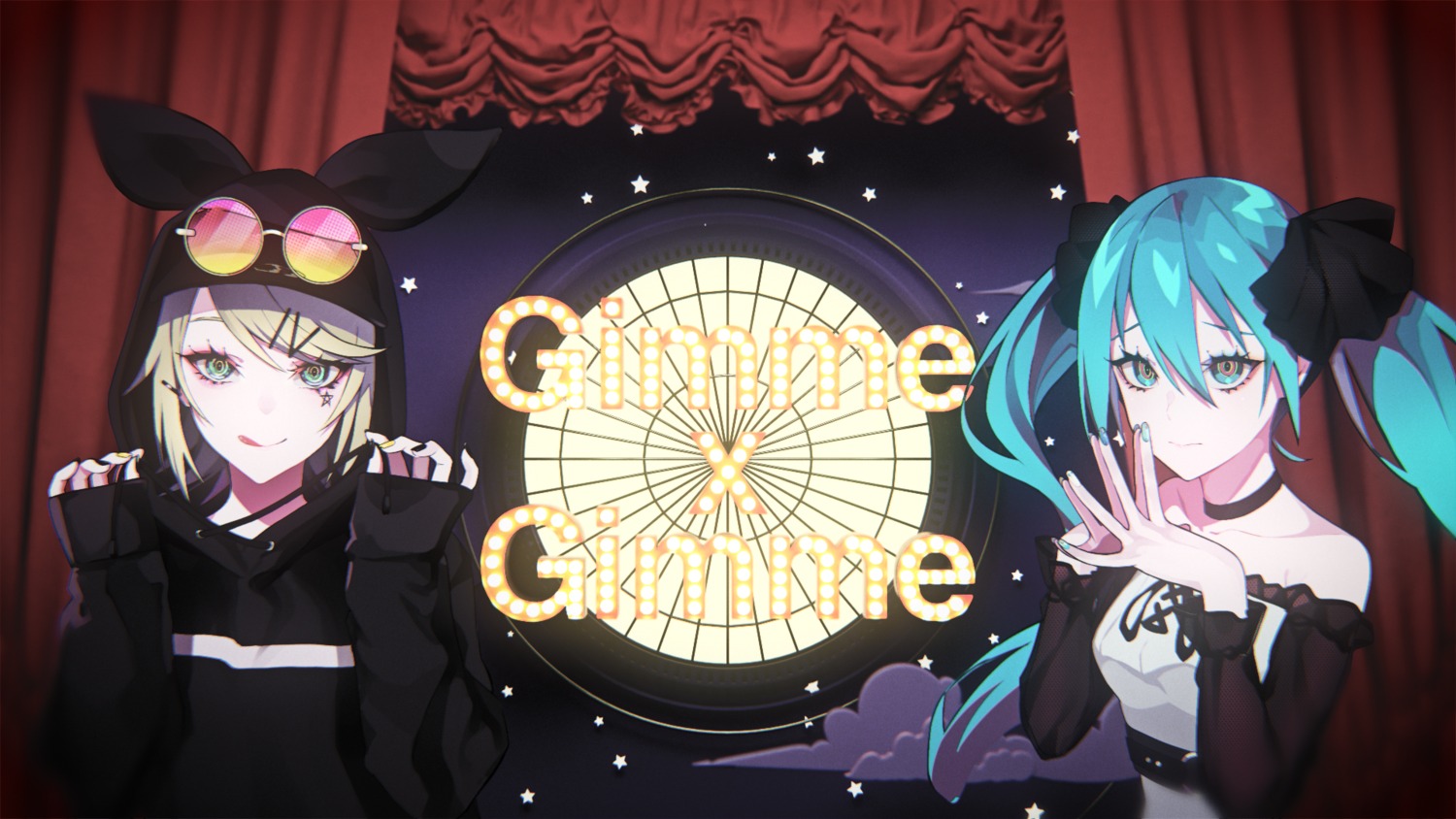 hatsune_miku kagamine_rin lam megane vocaloid wallpaper