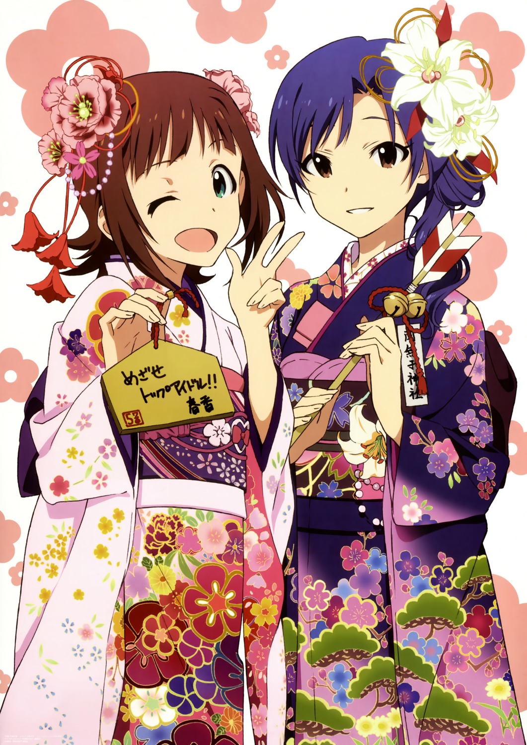 amami_haruka kimono kisaragi_chihaya murasaki_yoshio the_idolm@ster