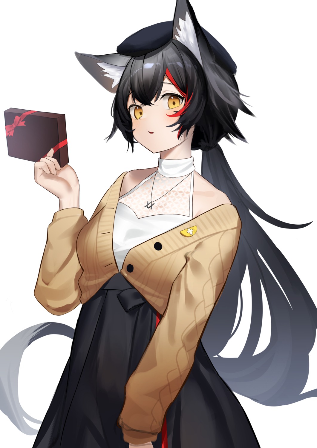 animal_ears hololive hololive_gamers ookami_mio see_through sweater valentine wazd0183