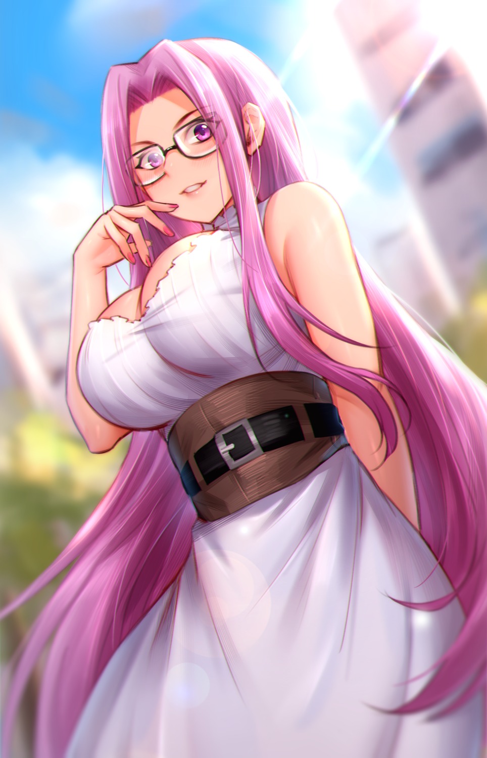 cleavage dress fate/stay_night hua-j megane rider