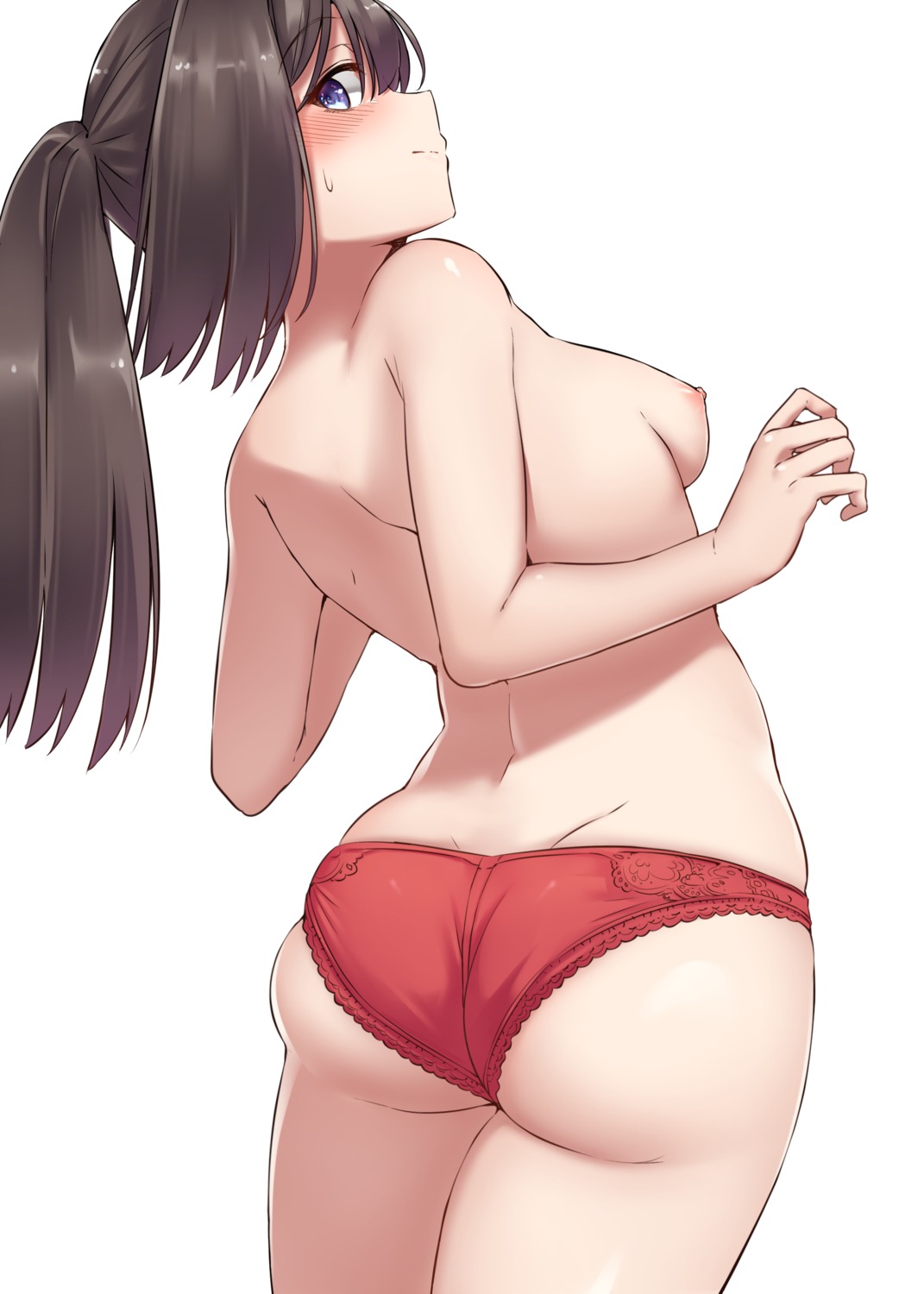 akizuki_(kancolle) ass kantai_collection kiritto nipples pantsu topless
