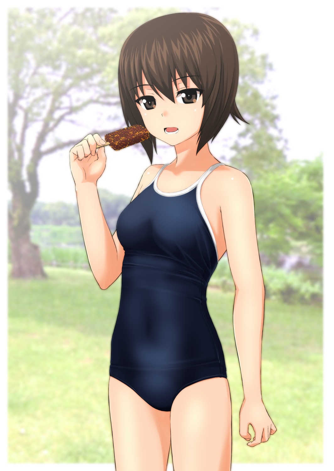 girls_und_panzer nishizumi_maho school_swimsuit swimsuits takafumi