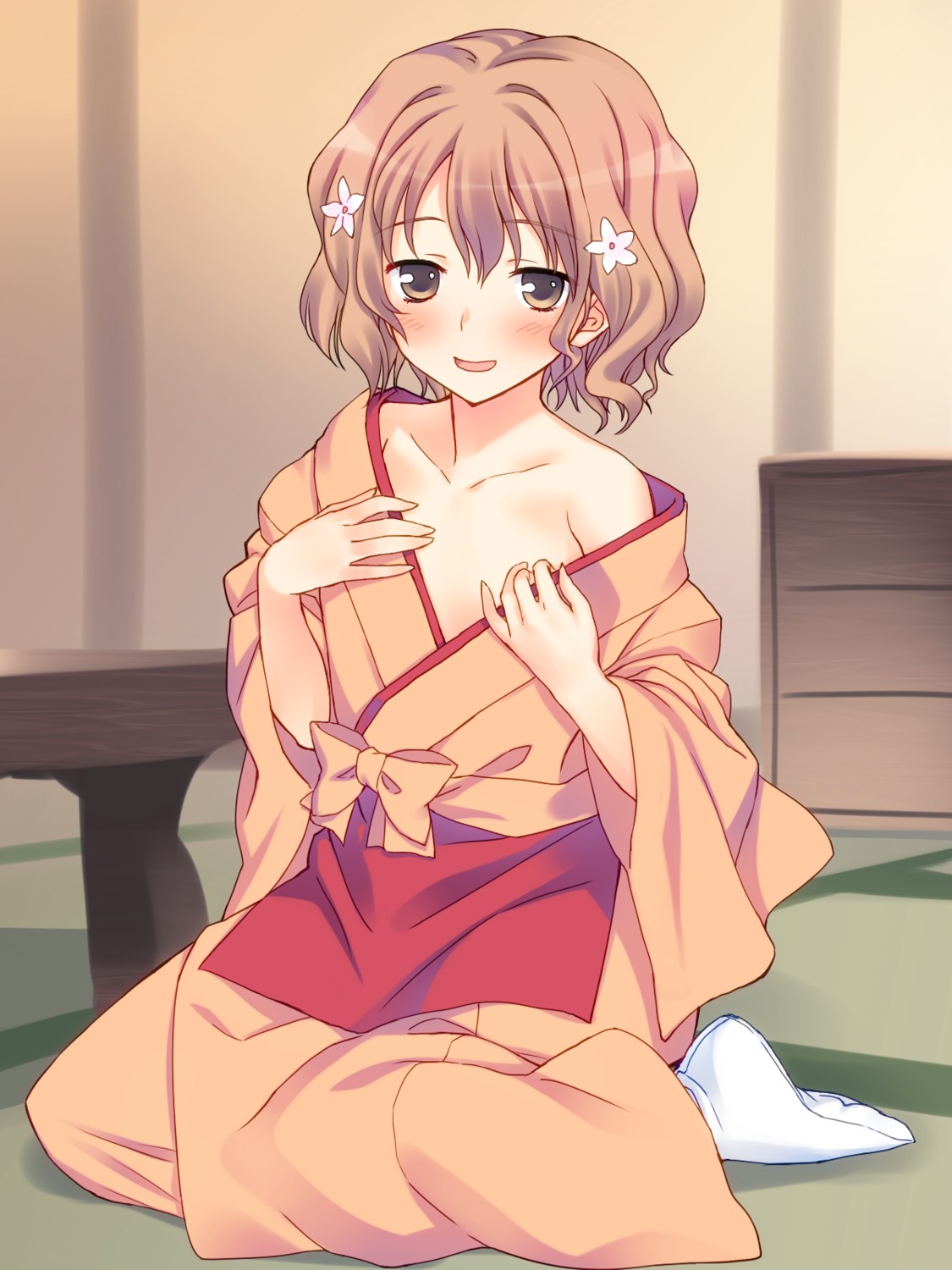 hanasaku_iroha matsumae_ohana no_bra open_shirt undressing yukata yuuki_keisuke