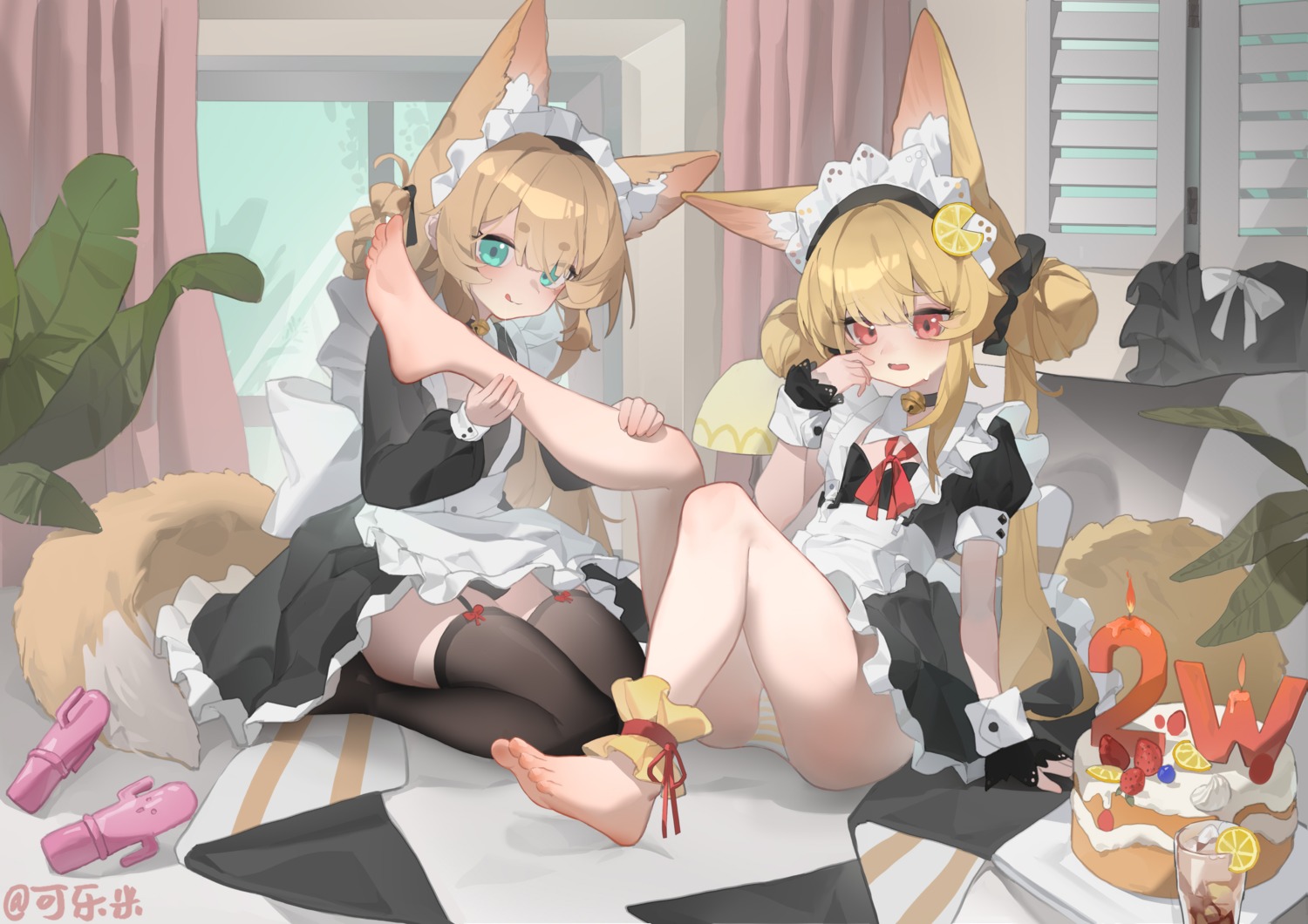 animal_ears dildo feet kele_mimi kitsune loli maid pantsu shimapan skirt_lift stockings tail thighhighs yuri