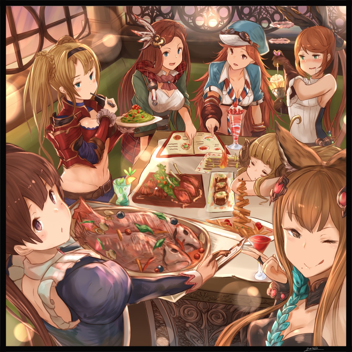 anila_(granblue_fantasy) animal_ears armor clarisse_(granblue_fantasy) cleavage dorothy_(granblue_fantasy) granblue_fantasy karen_(granblue_fantasy) mary_(granblue_fantasy) metella_(granblue_fantasy) yatsuka_(846) zeta_(granblue_fantasy)