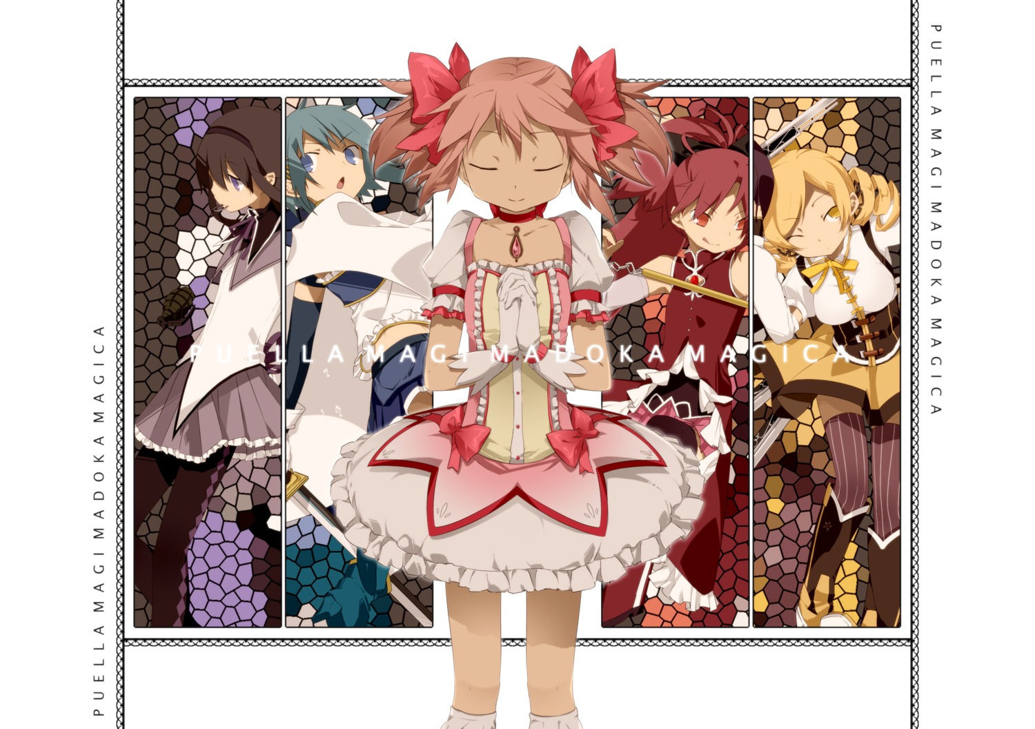 akemi_homura gun kaname_madoka miki_sayaka puella_magi_madoka_magica sakura_kyouko shieru sword thighhighs tomoe_mami