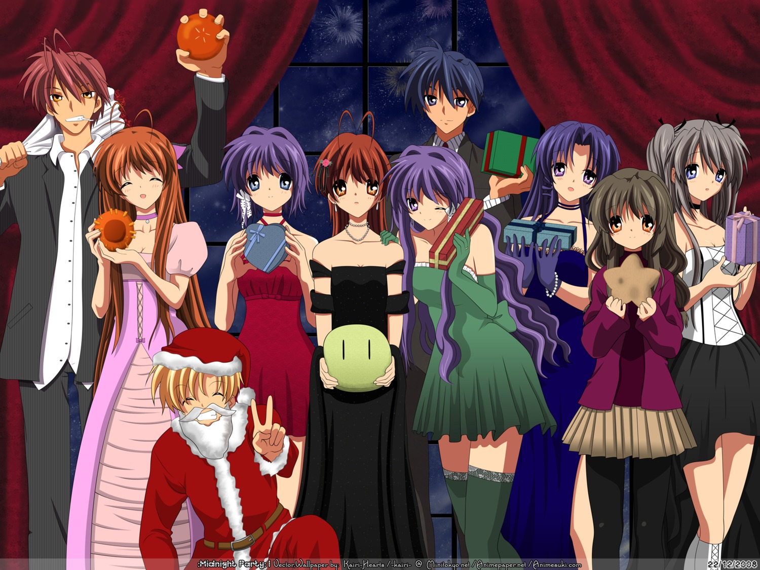 christmas clannad fujibayashi_kyou fujibayashi_ryou furukawa_akio furukawa_nagisa furukawa_sanae ibuki_fuuko ichinose_kotomi okazaki_tomoya photoshop sakagami_tomoyo sunohara_youhei vector_trace watermark