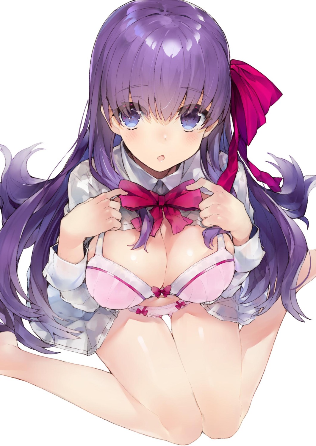 akatsuki_ikki bra breast_hold cleavage fate/stay_night kou_mashiro matou_sakura pantsu shirt_lift