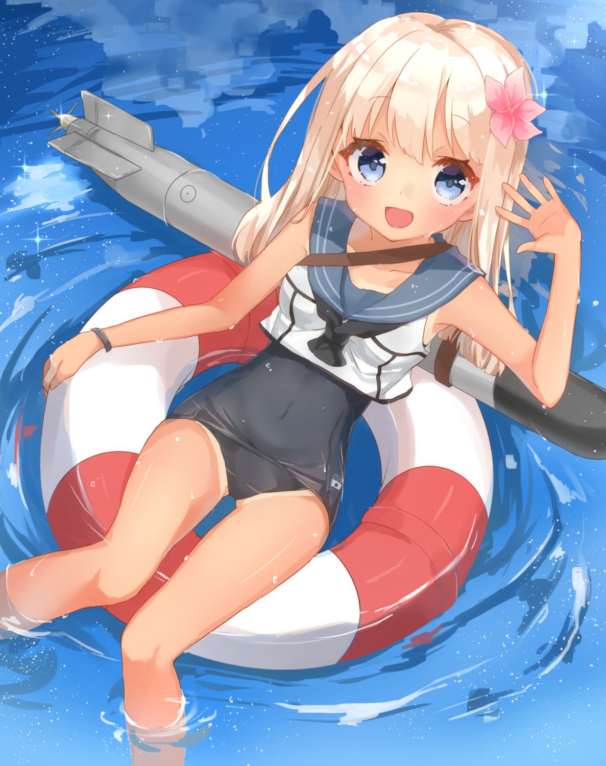 jimmy kantai_collection ro-500 school_swimsuit seifuku swimsuits tan_lines wet