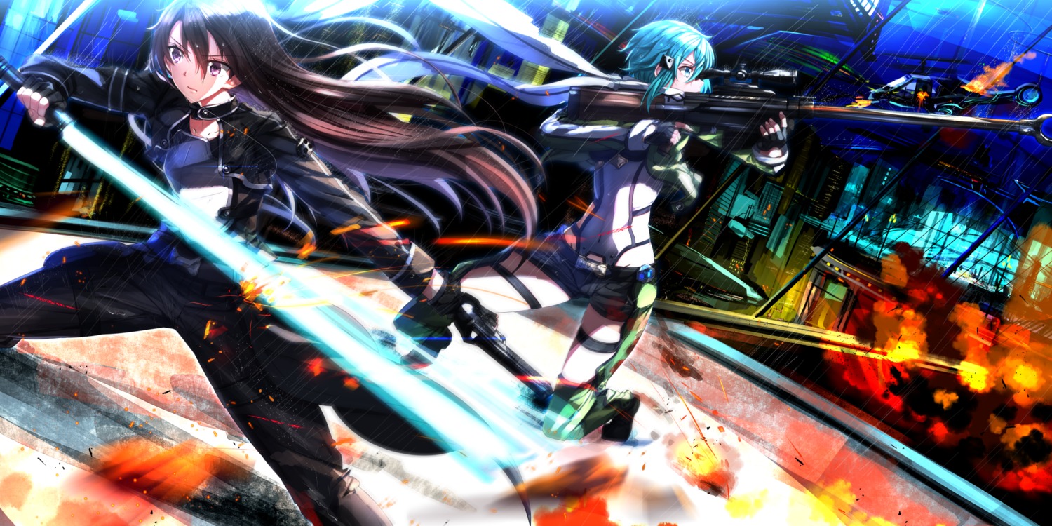 armor gun gun_gale_online kirito sinon sword sword_art_online swordsouls