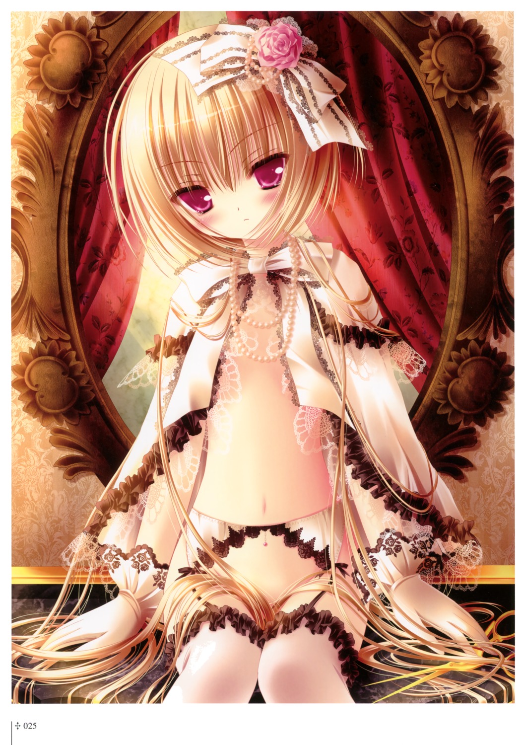 garter_belt loli lolita_fashion no_bra nopan open_shirt stockings thighhighs tinkle