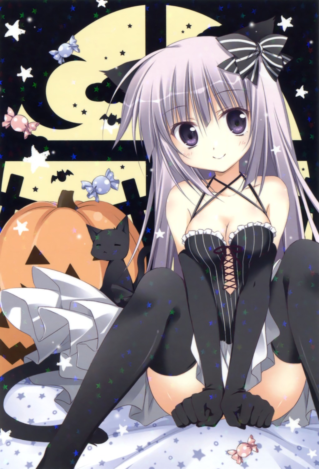 airi_(alice_or_alice) alice_or_alice_siscon_nii-san_to_futago_no_imouto animal_ears dress halloween korie_riko mujin_shoujo neko nekomimi no_bra skirt_lift tail thighhighs