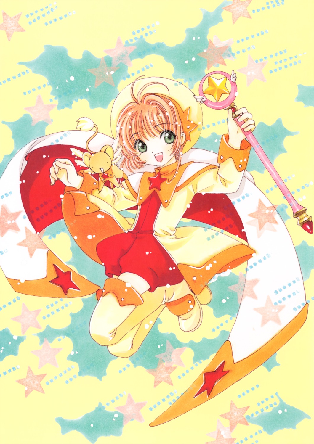 card_captor_sakura clamp kerberos kinomoto_sakura thighhighs weapon