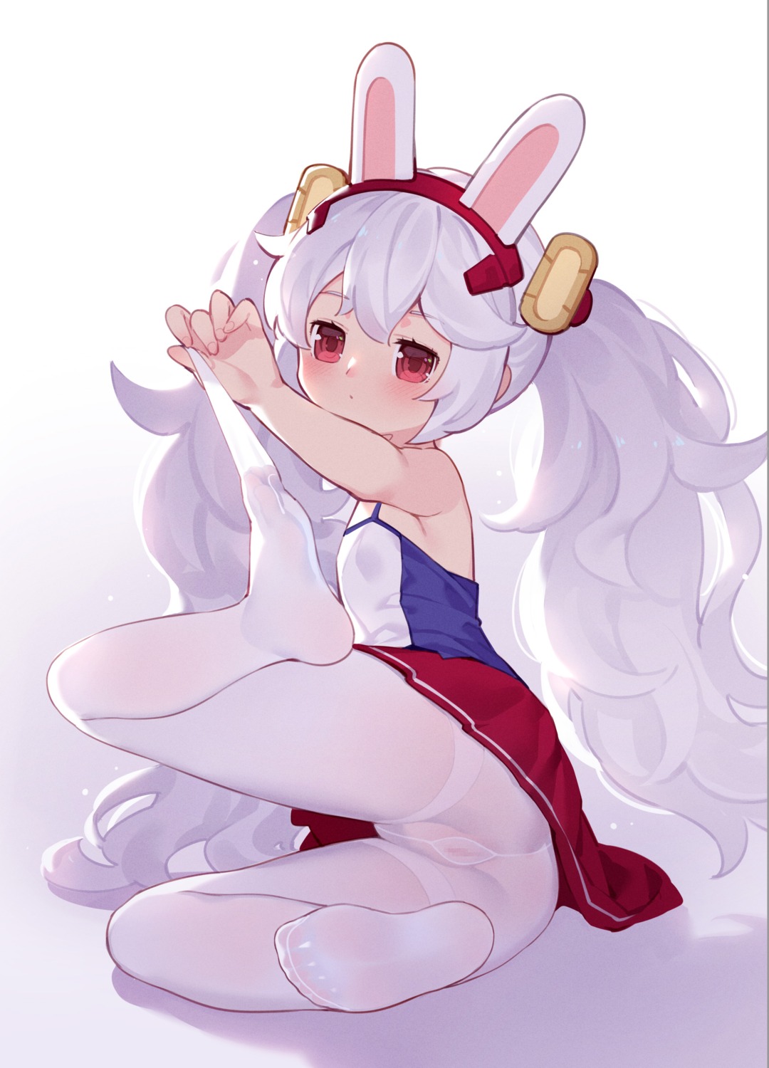 animal_ears ass azur_lane bunny_ears censored feet laffey_(azur_lane) loli nopan pantyhose pussy see_through skirt_lift tsubasa_tsubasa