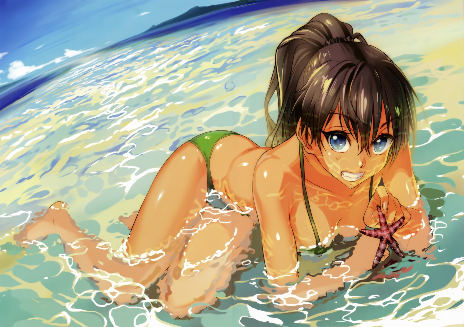 andou_chikanori bikini cleavage ganaha_hibiki swimsuits the_idolm@ster werk