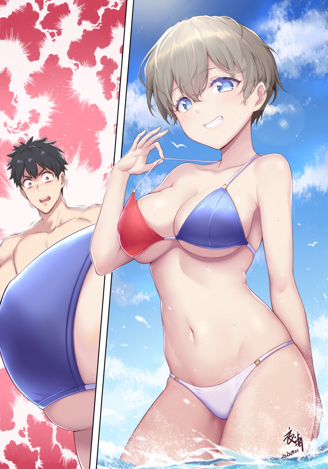 bikini sakurai_shin'ichi swimsuits undressing uzaki-chan_wa_asobi_tai! uzaki_hana wet yoru_sei