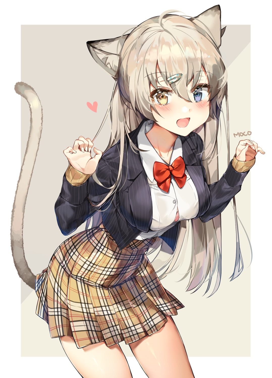 animal_ears bra heterochromia nekomimi onew seifuku tail