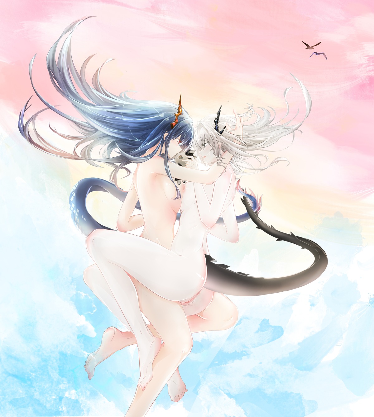 anus arknights ass ch'en_(arknights) horns naked nipples pussy pussy_juice symmetrical_docking tail talulah_(arknights) uncensored viod_yuhua yuri