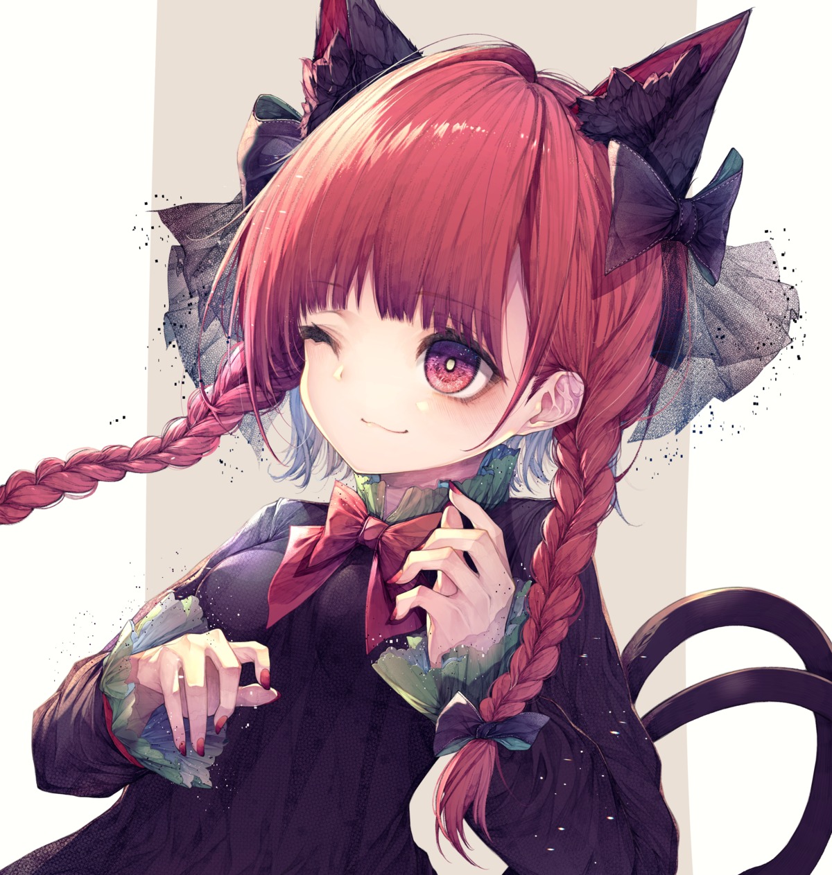 animal_ears hito_komoru kaenbyou_rin nekomimi tail touhou