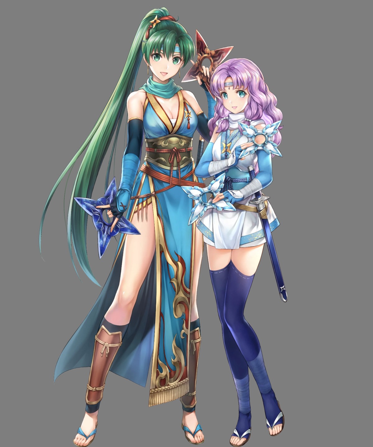 asian_clothes cleavage duplicate fire_emblem fire_emblem:_rekka_no_ken fire_emblem_heroes florina lyndis_(fire_emblem) ninja nintendo sarashi sword thighhighs weapon yamada_koutarou