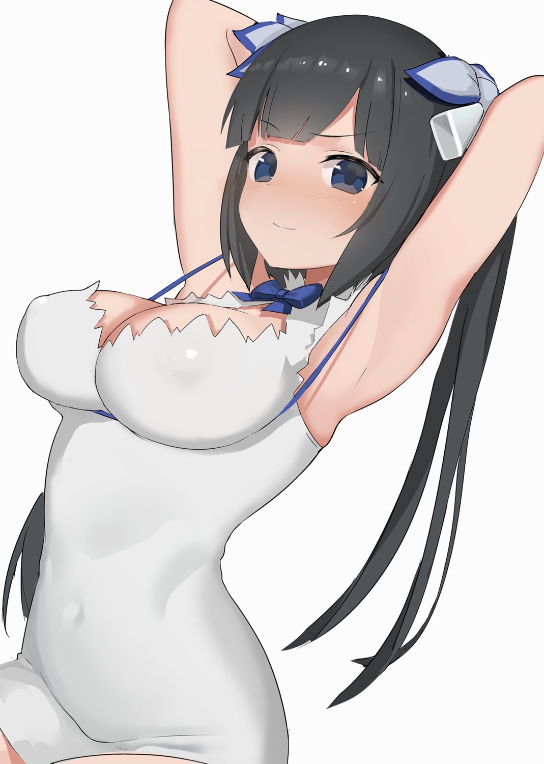 ccaw cleavage dress dungeon_ni_deai_wo_motomeru_no_wa_machigatteiru_darou_ka erect_nipples hestia_(danmachi)