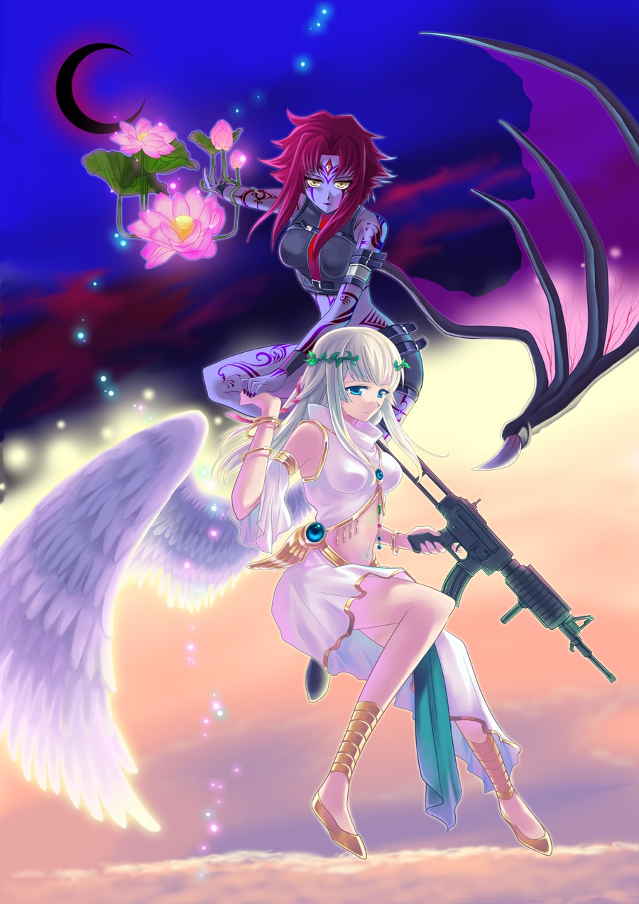 angel aozora_kizuna devil gun wings