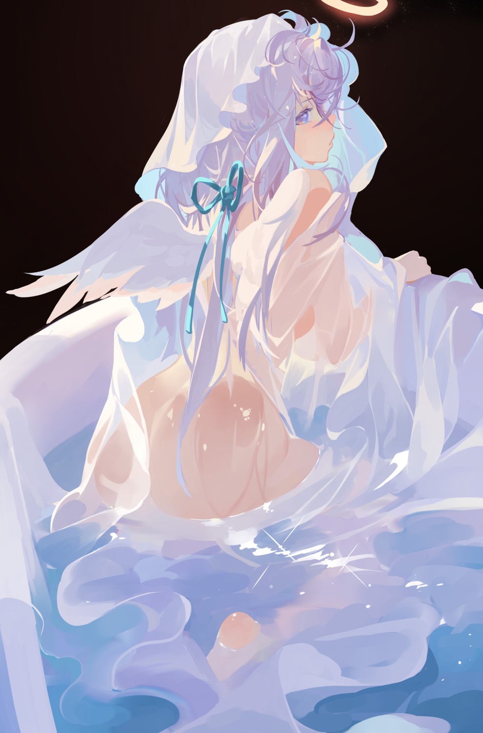 angel ass grandia_lee naked_cape see_through wet wings