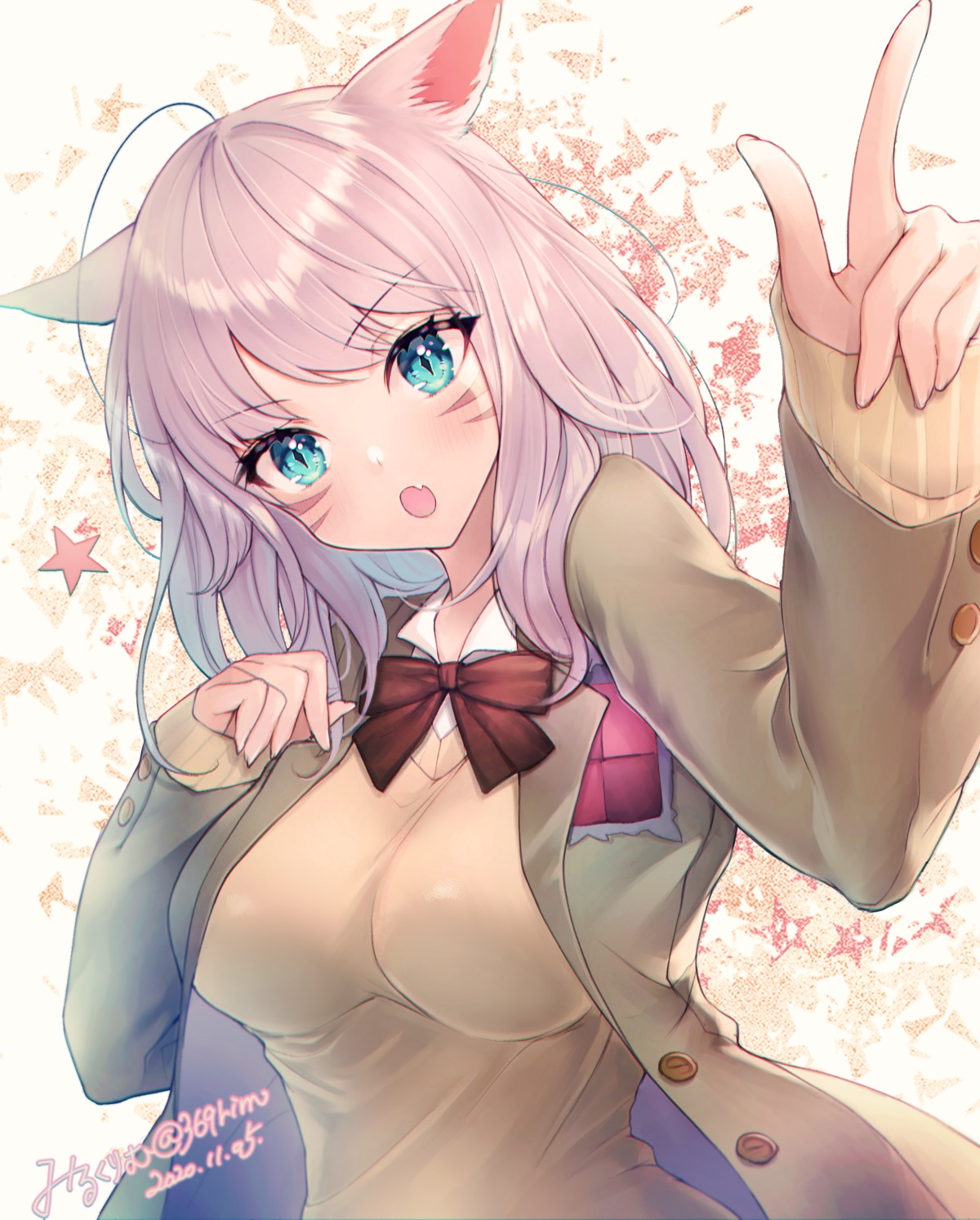 animal_ears final_fantasy final_fantasy_xiv miqo'te mirukurim nekomimi seifuku sweater