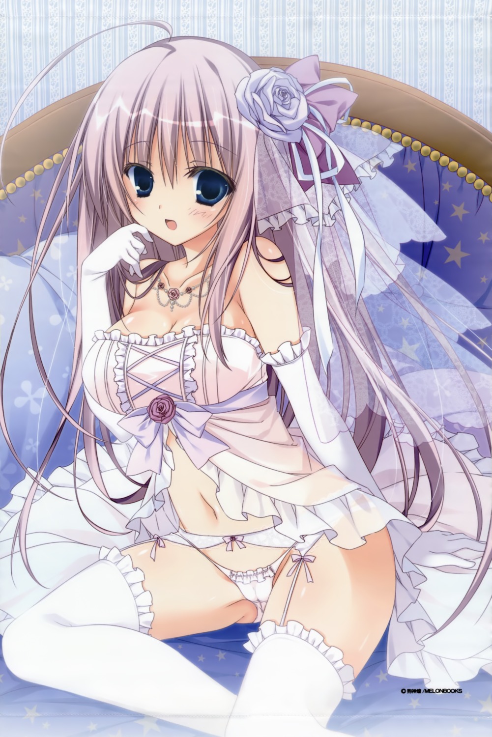 cameltoe cleavage dress garter_belt inugami_kira melonbooks pantsu stockings thighhighs wedding_dress