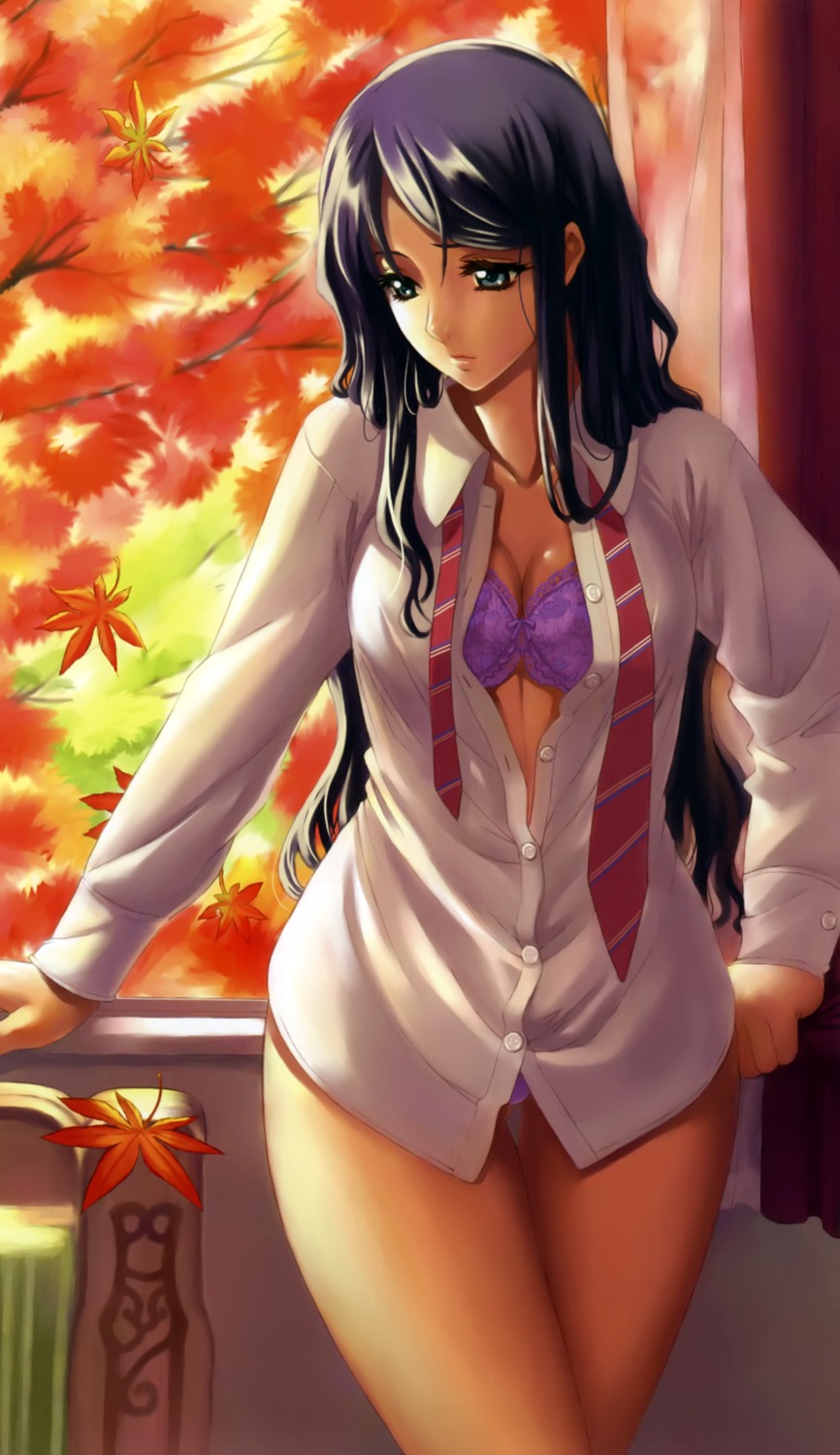 bra cleavage dress_shirt eiwa open_shirt pantsu