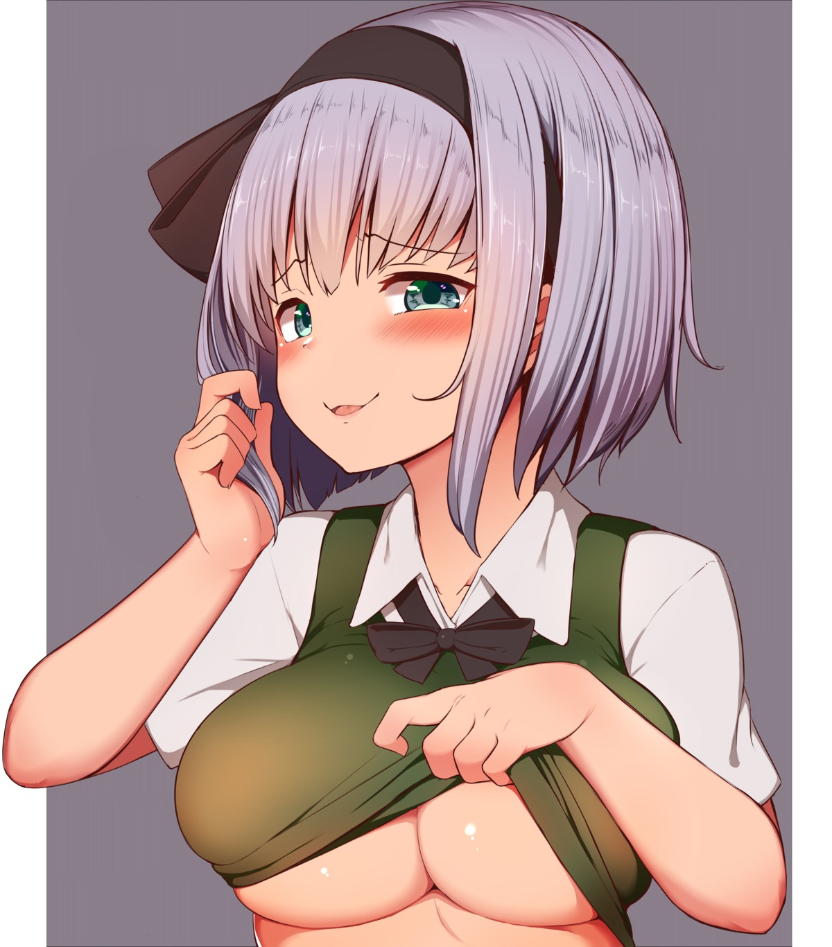 konpaku_youmu moyashi_baasuto no_bra shirt_lift touhou underboob undressing