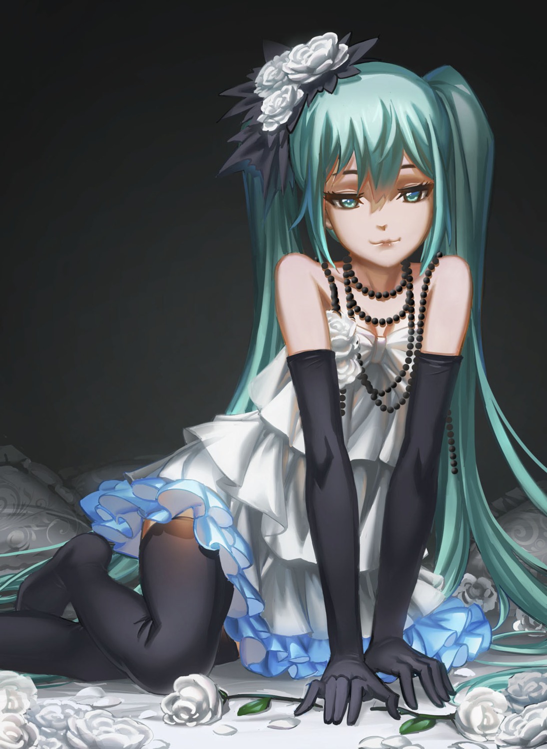 dress hatsune_miku streamingsun thighhighs vocaloid