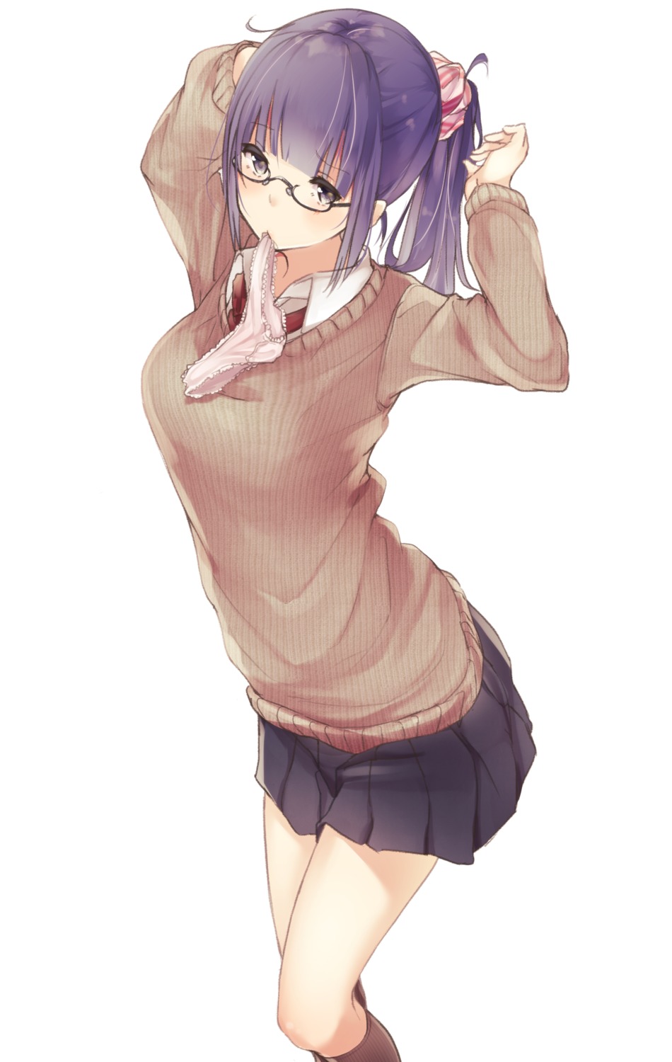 megane pantsu seifuku suwa_kanae sweater