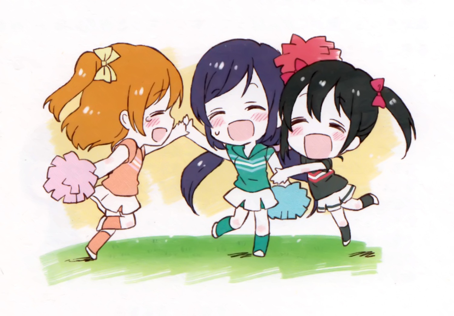 cheerleader chibi kiyose_akame kousaka_honoka love_live! screening toujou_nozomi yazawa_nico