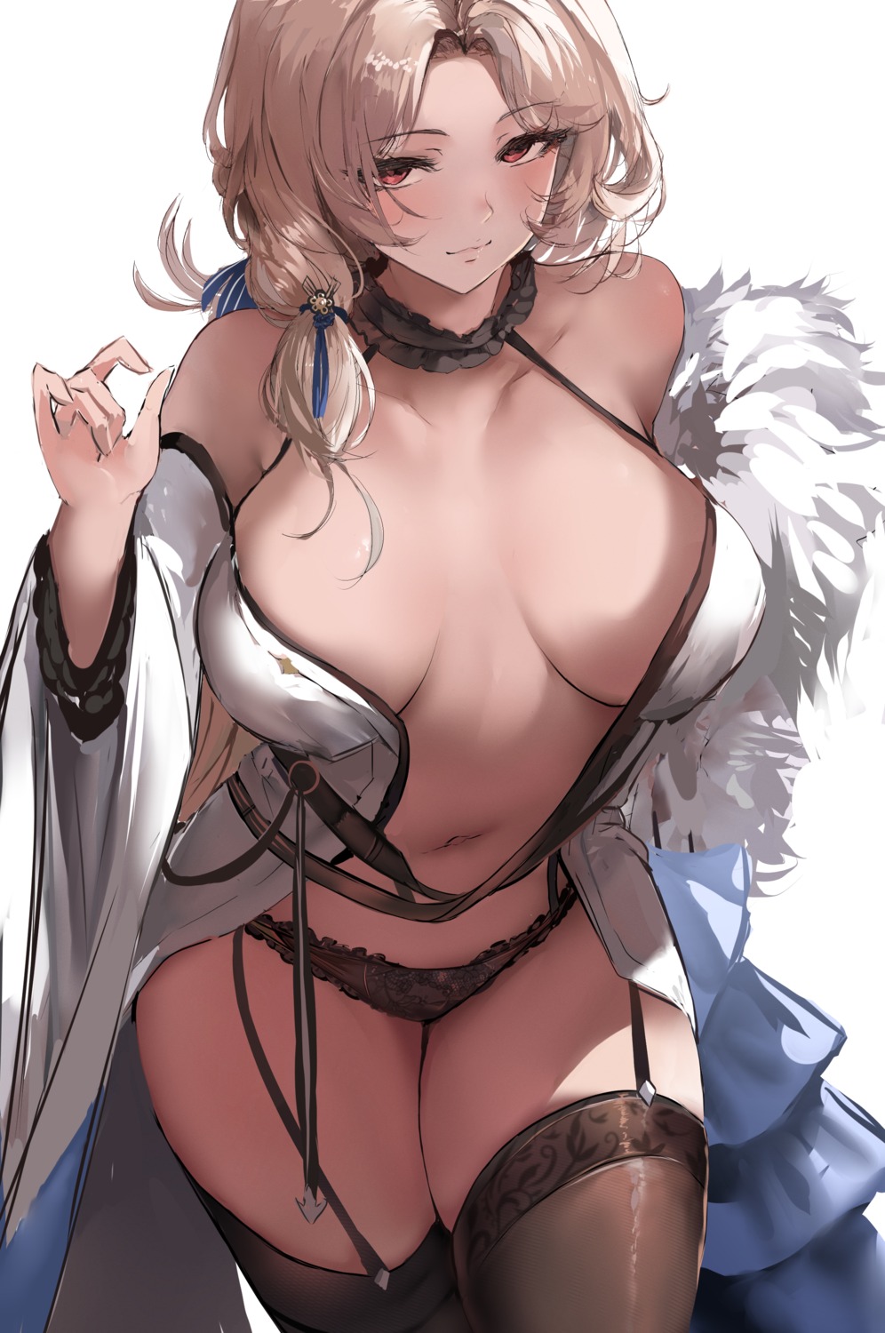 goddess_of_victory:_nikke liaowen ludmilla_(nikke) no_bra open_shirt pantsu stockings thighhighs