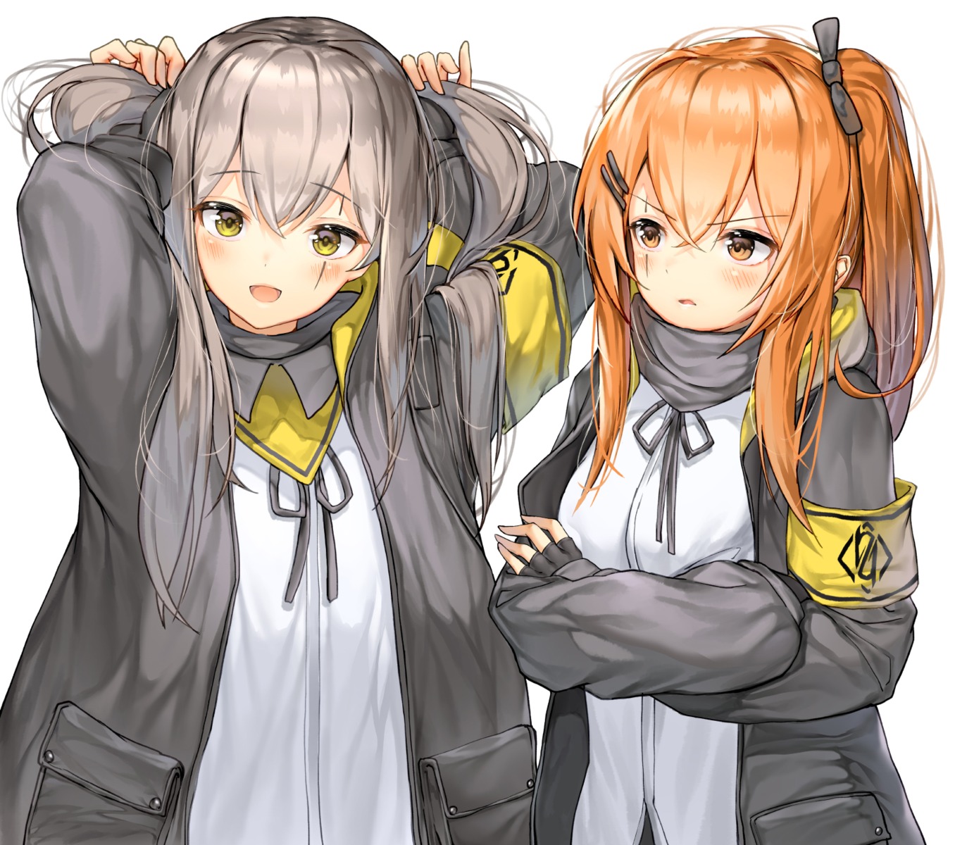 breast_hold dduck_kong girls_frontline ump45_(girls_frontline) ump9_(girls_frontline)