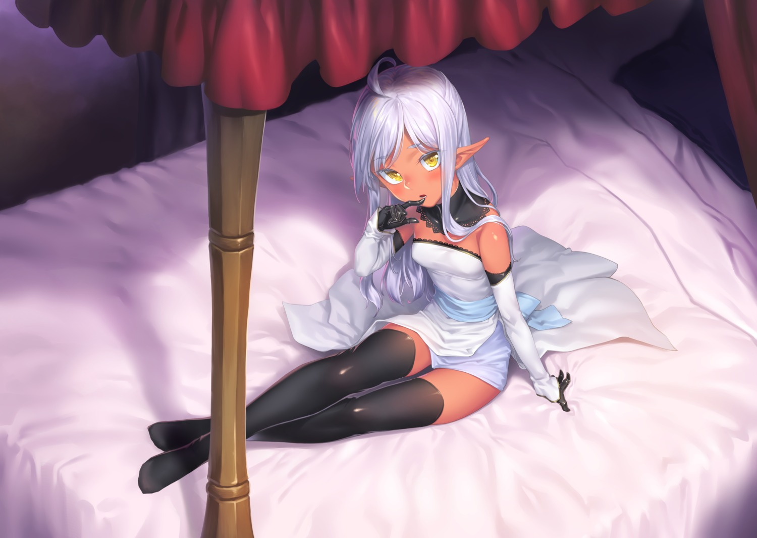 dress kasei pointy_ears thighhighs