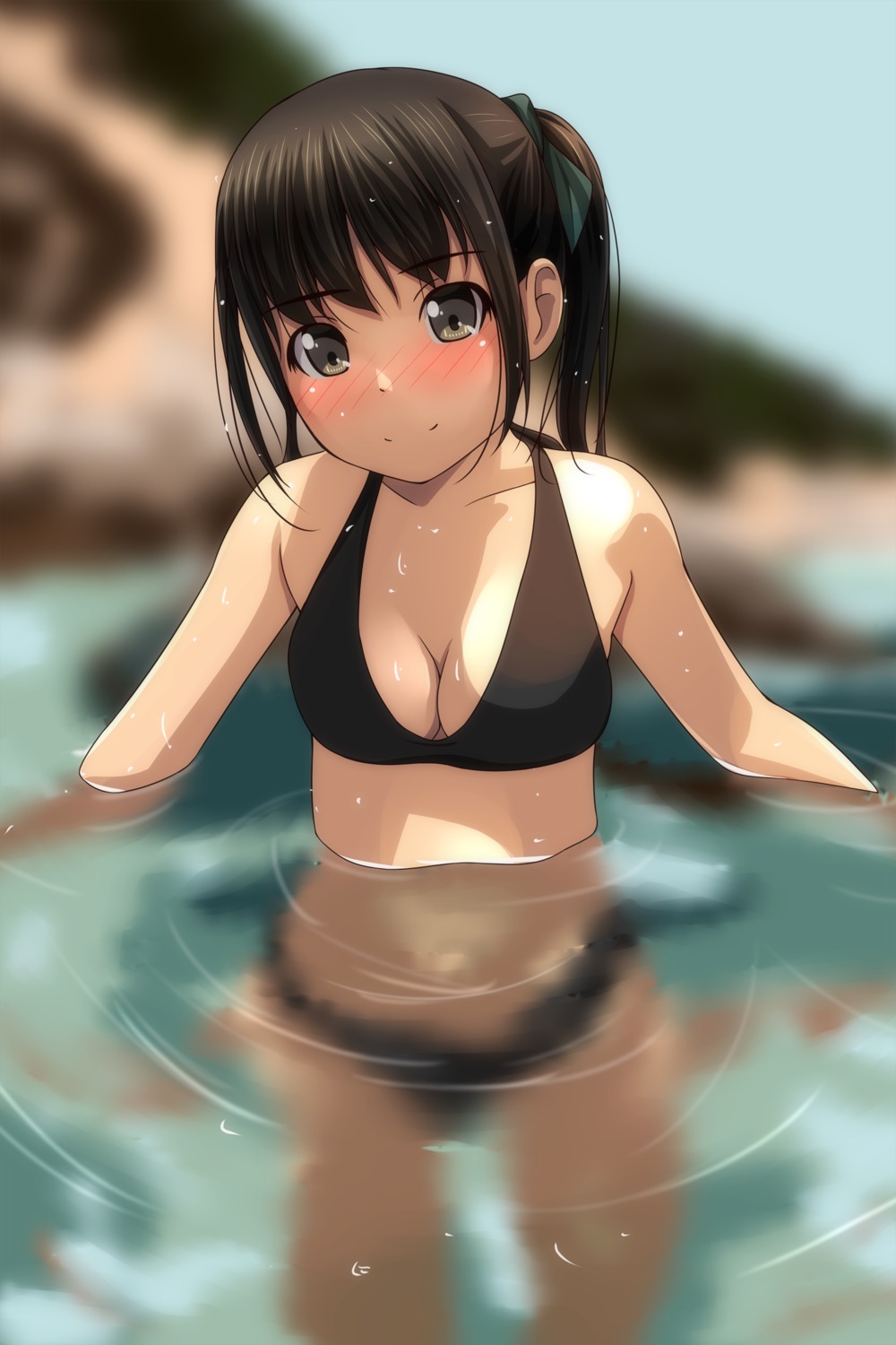 bikini cleavage matsunaga_kouyou swimsuits wet