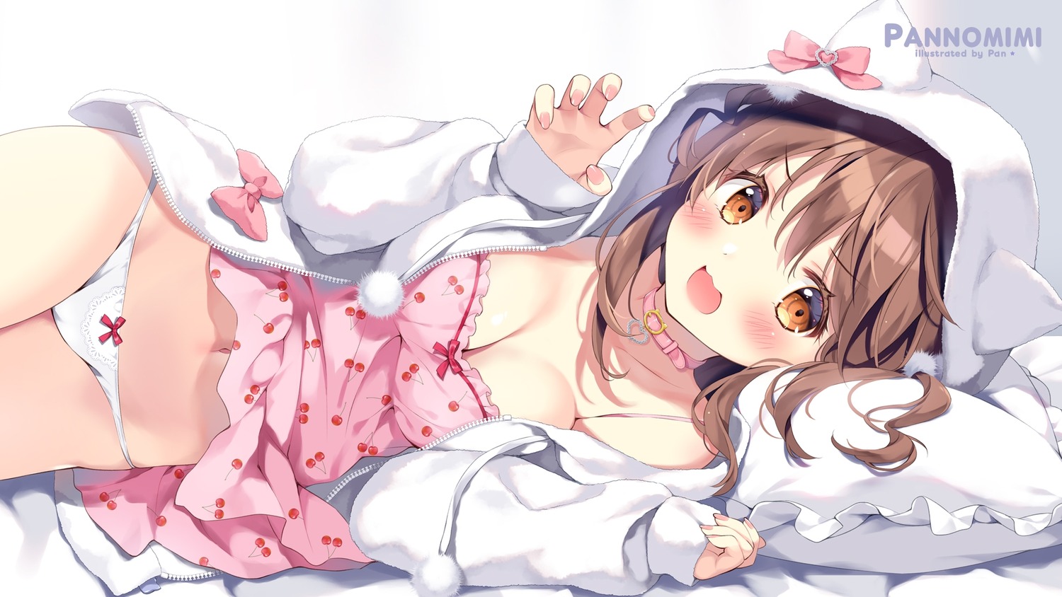 cocoa_(pan_no_mimi) lingerie no_bra pan pan_no_mimi pantsu skirt_lift wallpaper