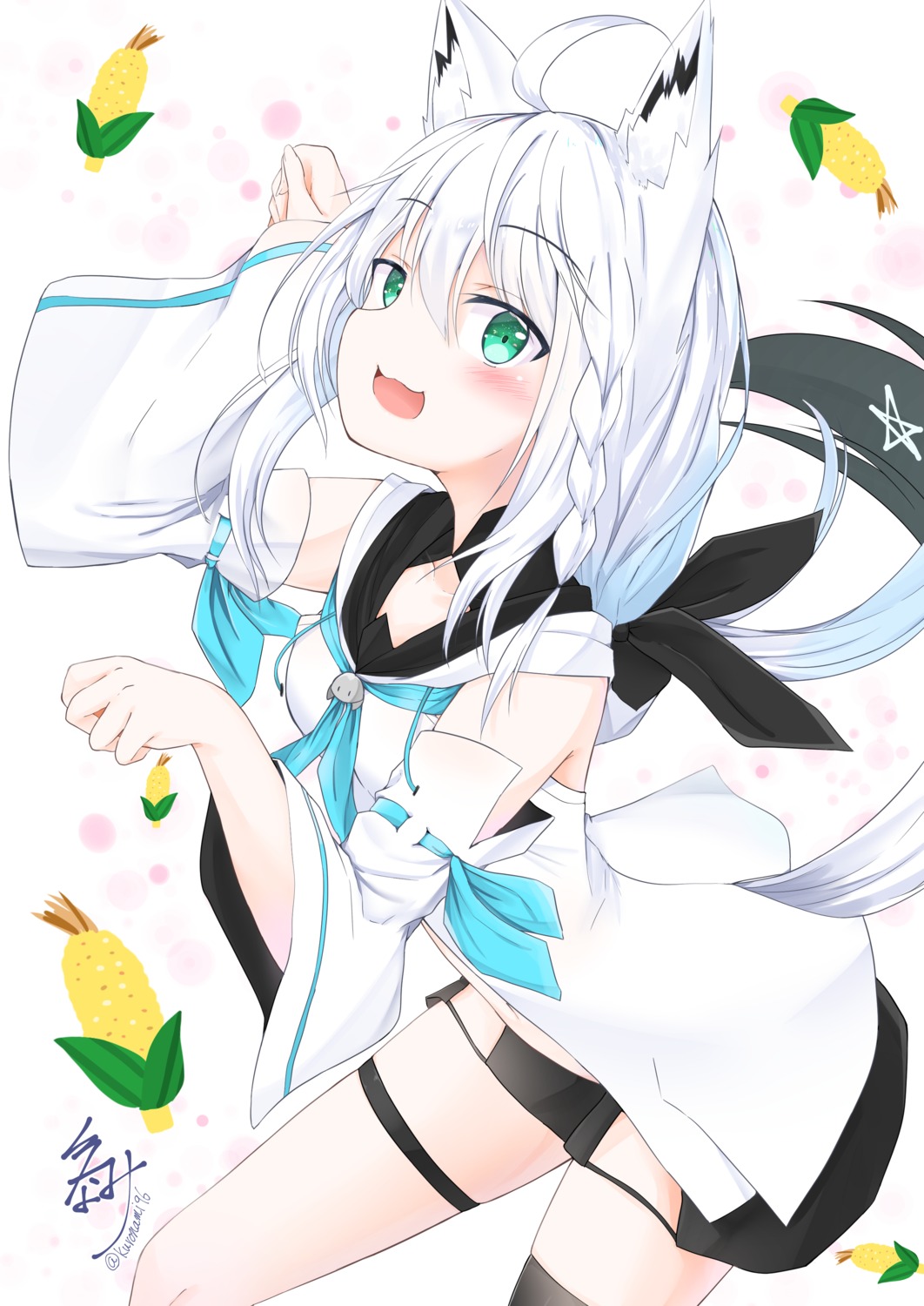 animal_ears garter hololive hololive_gamers kitsune namikawa_kuroha shirakami_fubuki tail thighhighs